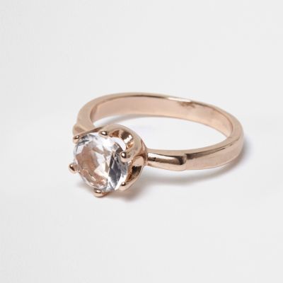 Rose gold tone crystal ring